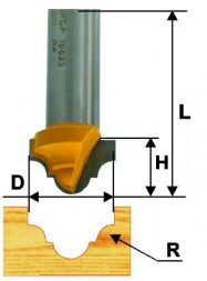 Фреза пазовая фасонная Ф127Х95 мм R24 мм хвостовик 8 мм 46127