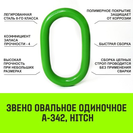 Звено овальное одиночное A-343 HITCH Т8 кл 45 т (SZ071421) купить в Нефтеюганске