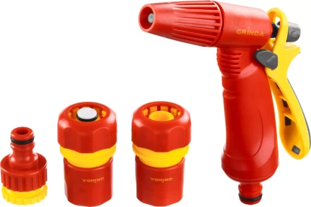 Набор GRINDA поливочный: Распылитель пистолетный с регулируемым соплом, соединитель 1/2&quot;, соединитель 1/2&quot; с автостопом, адаптер внешний 1/2&quot;-3/4&quot; 8-427386_z02 купить в Нефтеюганске