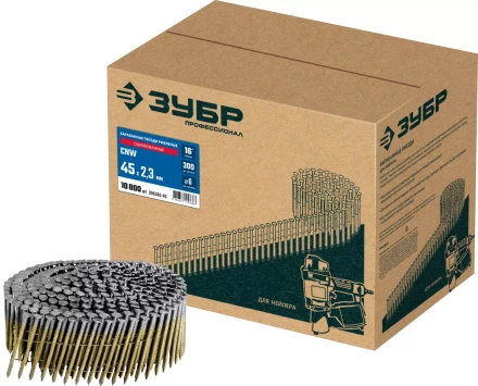 ЗУБР CNW 45 х 2.3 мм, барабанные гвозди рифленые оцинкованные, 10800 шт (305383-45) купить в Нефтеюганске