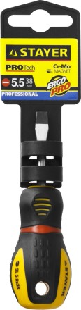 Отвертка STAYER &quot;PROFESSIONAL&quot; &quot;PROTech&quot;, двухкомп рукоятка, намагниченная, Cr-Mo, SL5,5x38мм 25131-05-38_z02 купить в Нефтеюганске