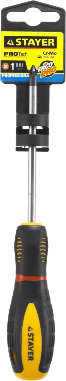 Отвертка STAYER "PROFI" "PROTech", двухкомп рукоятка, намагниченная, Cr-Mo, PH1x100мм 25132-1-10_z02 купить в Нефтеюганске