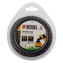 Леска для триммера двухкомпонентная эллипс 2,4мм х 15м, блистер EXTRA CORD, Denzel 96248