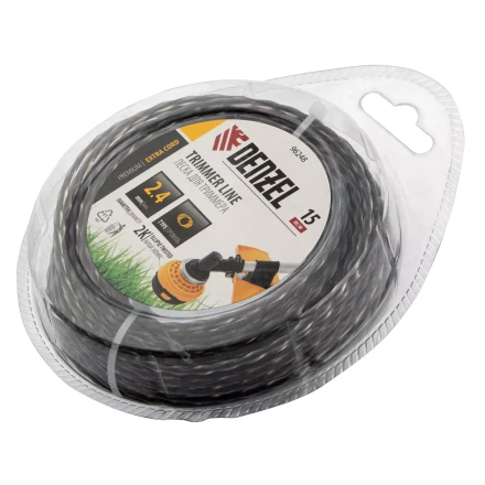 Леска для триммера двухкомпонентная эллипс 2,4мм х 15м, блистер EXTRA CORD, Denzel 96248 купить в Нефтеюганске