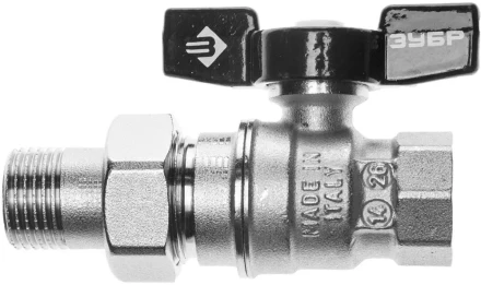 Кран шаровой ЗУБР полнопроходной с накидной гайкой &quot;мама-папа&quot;, бабочка, никелированная латунь, 1/2&quot; 4-51327-C-1/2 купить в Нефтеюганске