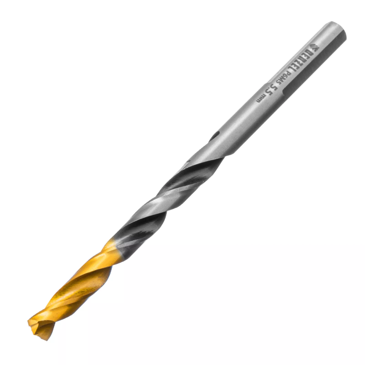 Сверло спиральное по металлу Denzel 5,5 x 93мм, Р6М5, Golden Tip, многогранная заточка, 718277 купить в Нефтеюганске