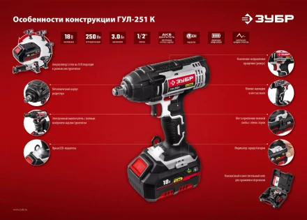 Ударный гайковерт аккумуляторный ГУЛ-251 К серия СТАНДАРТ купить в Нефтеюганске