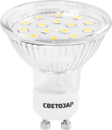 Лампы СВЕТОЗАР светодиодные &quot;LED technology&quot;, цоколь GU10, теплый белый свет (3000К), 220В, 3Вт (25) 44560-25_z01 купить в Нефтеюганске