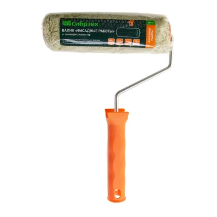 Валик &quot;Фасадные работы&quot;, 180 мм, ворс 18 мм, D 36 мм, D ручки - 6 мм, полиакрил,полиэстер Сибртех 80217 купить в Нефтеюганске