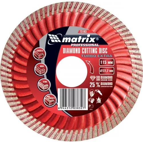 Диск алмазный отрезной Turbo Extra 230 х 22,2 мм сухая резка MATRIX Professional 73198 купить в Нефтеюганске