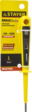 STAYER &quot;MASTER&quot;. Пробник напряжения с цельнолитым диэлектрическим корпусом, 120-250В, 150мм 45280 купить в Нефтеюганске