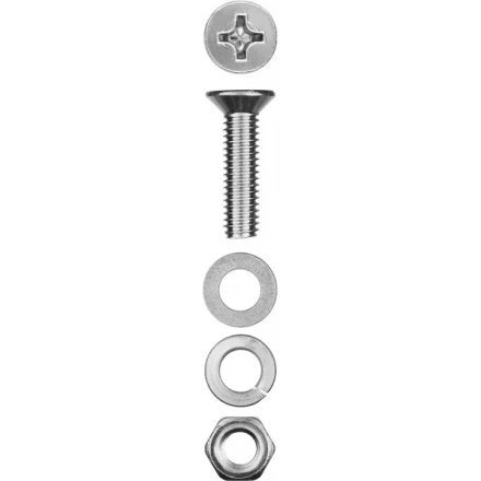 Винт (DIN965) в комплекте с гайкой (DIN934), шайбой (DIN125), шайбой пруж. (DIN127), M4 x 30 мм, 18 шт, ЗУБР 303456-04-030 купить в Нефтеюганске