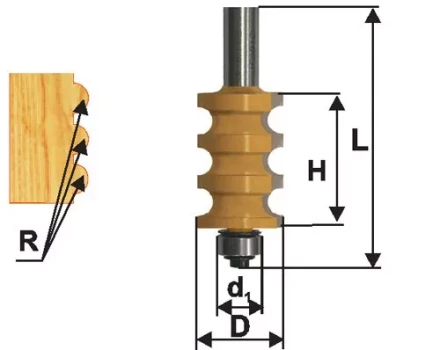 Фреза кромочная фигурная Ф223Х254 мм R32 мм хвостовик 12 мм 46427 купить в Нефтеюганске