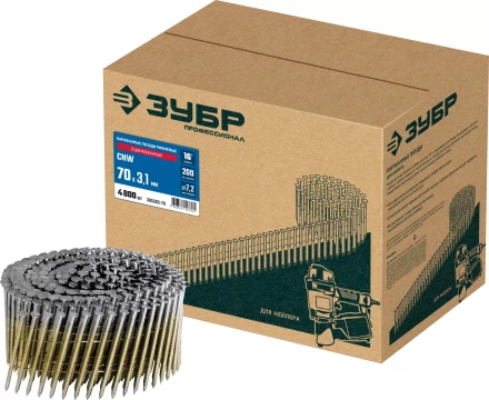 ЗУБР CNW 70 х 3.1 мм, барабанные гвозди рифленые оцинкованные, 4800 шт (305383-70) купить в Нефтеюганске