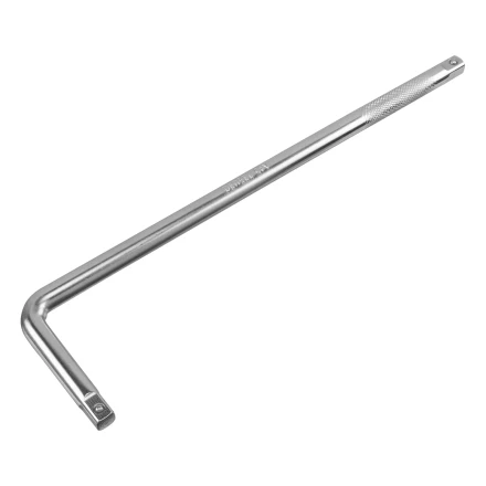 Вороток Г-образный, 375*100 мм, квадрат 1/2&quot;, CrV, матовый хром Denzel 14067 купить в Нефтеюганске