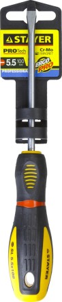 Отвертка STAYER &quot;PROFI&quot; &quot;PROTech&quot;, двухкомп рукоятка, намагниченная, Cr-Mo, SL5,5x100мм 25131-05-10_z02 купить в Нефтеюганске