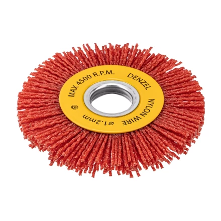Щетка для УШМ, 100 мм, плоская, нейлоновая щетина, посадка 22,2 мм Denzel 74437 купить в Нефтеюганске
