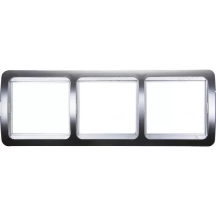 Панель СВЕТОЗАР &quot;ГАММА&quot; накладная, горизонтальная, цвет светло-серый металлик, 3 гнезда SV-54148-SM купить в Нефтеюганске