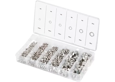 Набор гаек  М3 М4 М5 М6 М8 М10 600 предметов СИБРТЕХ 47615 купить в Нефтеюганске