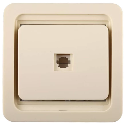Розетка СВЕТОЗАР &quot;ГАММА&quot; телефонная одинарная, цвет бежевый SV-54117-B купить в Нефтеюганске