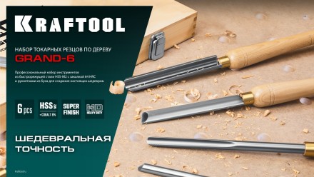 Набор профессиональных токарных резцов по дереву KRAFTOOL 18368 купить в Нефтеюганске