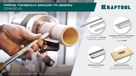 Набор профессиональных токарных резцов по дереву KRAFTOOL 18368 купить в Нефтеюганске