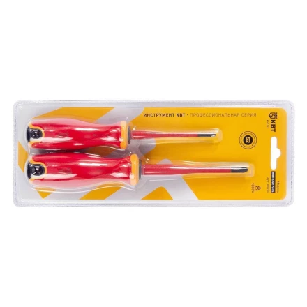 Набор диэлектрических отверток КВТ SLIM VDE НИО-2202 PZ-FL сталь S2, профиль PZ/FL, 2 шт. (88930) купить в Нефтеюганске