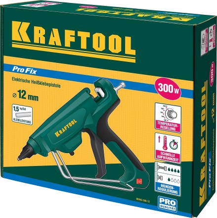 Пистолет клеевой (термоклеящий) &quot;PRO&quot;, KRAFTOOL 06843-300-12, электр, двухкомп корпус, регулятор темп, выход клея 1,5 кг/час, d=12мм, 300Вт 06843-300-12 купить в Нефтеюганске