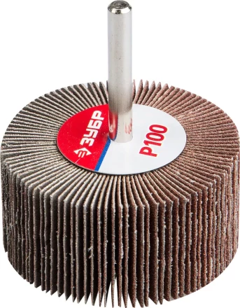 Круг шлифовальный ЗУБР &quot;МАСТЕР&quot; веерный лепестковый, на шпильке, тип КЛО, зерно-электрокорунд нормальный, P100, 30х60мм 36602-100 купить в Нефтеюганске